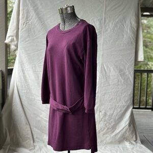 Women's Long Sleeve Crewneck Dress in Deep Plum